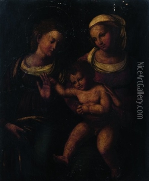 Matrimonio Mistico Di Santa Caterina Oil Painting - Innocenzo di Pietro (da Imola) Francucci