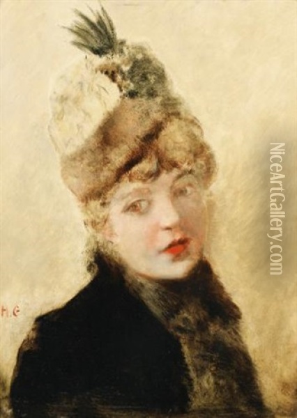 Jeune Femme A L'aigrette Oil Painting - Henri Gervex