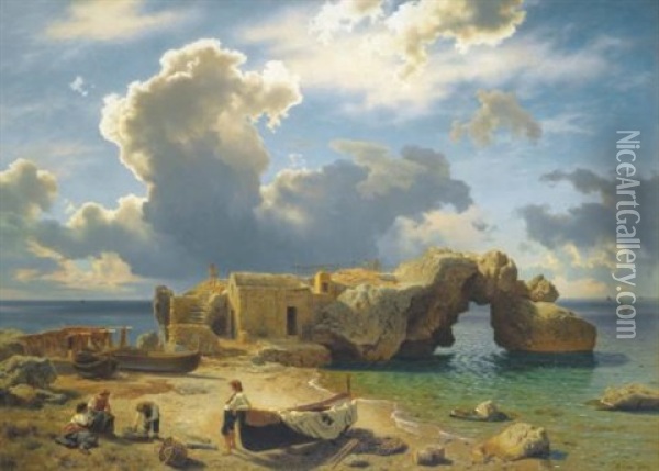 Capri Oil Painting - August Wilhelm Leu