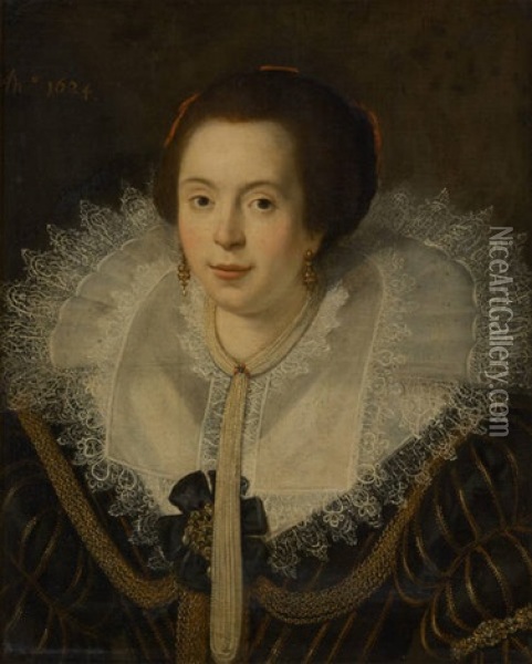 Portrait De Dame A La Collerette Oil Painting - Paulus Moreelse