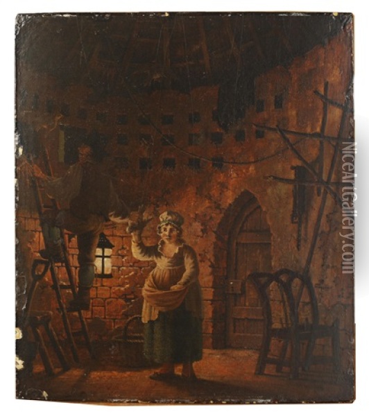 Interior Of A Dovecote Oil Painting - John Cranch