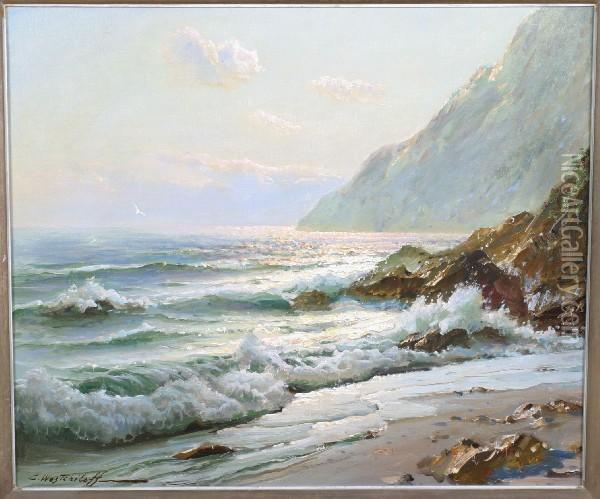 Mountains And Sea At Sunrise Oil Painting - Constantin Alexandr. Westchiloff