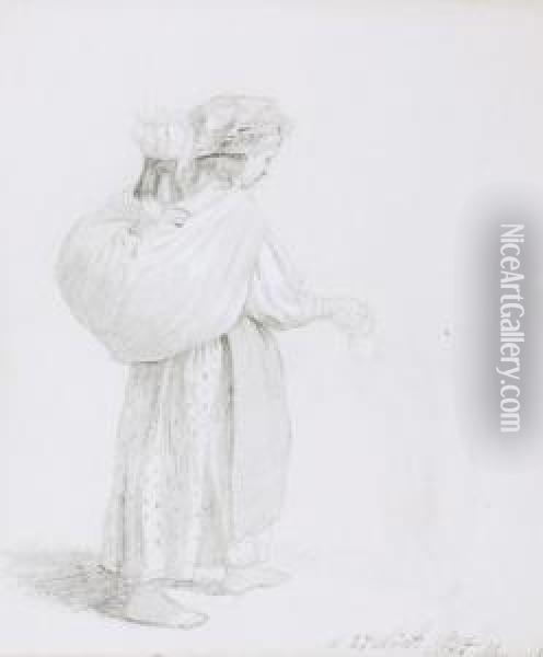 Kobieta Z Tobolkiem I Malym Dzieckiem Oil Painting - Wladyslaw Szerner