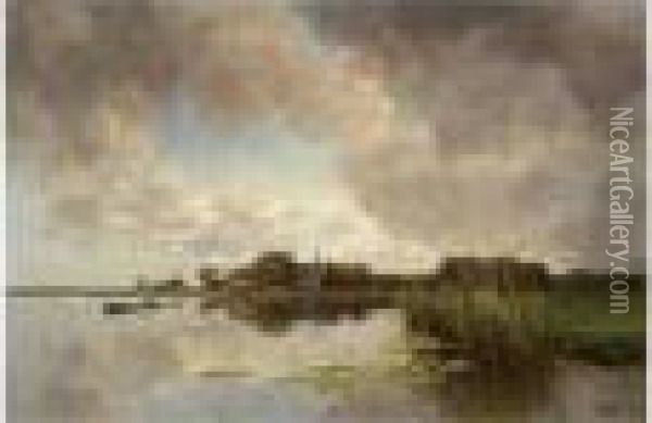 A River Landscape Oil Painting - Jan Hillebrand Wijsmuller
