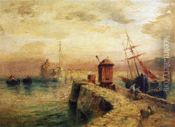 Saundersfoot Harbour, Near Tenby Oil Painting - S.L. Kilpack