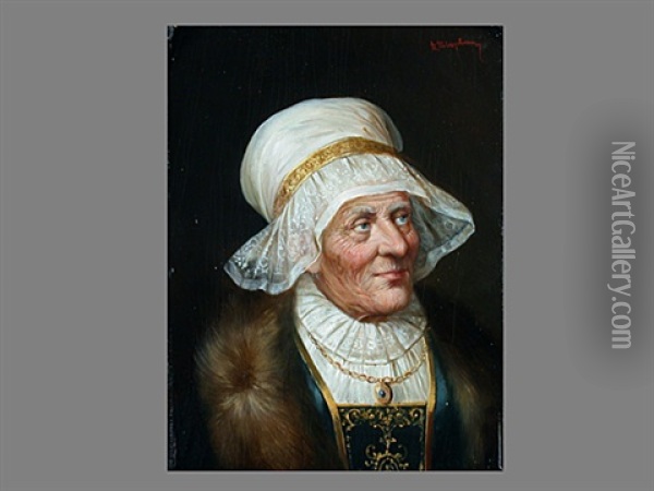 Portrait Einer Alten Frau Oil Painting - August Stephan