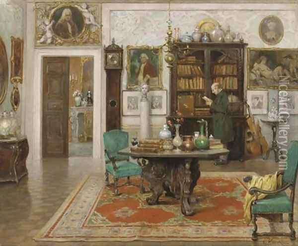 An inviting interior Oil Painting - Cesare Vianello