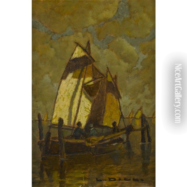 Segelboot Im Hafen Oil Painting - Ludwig Dill