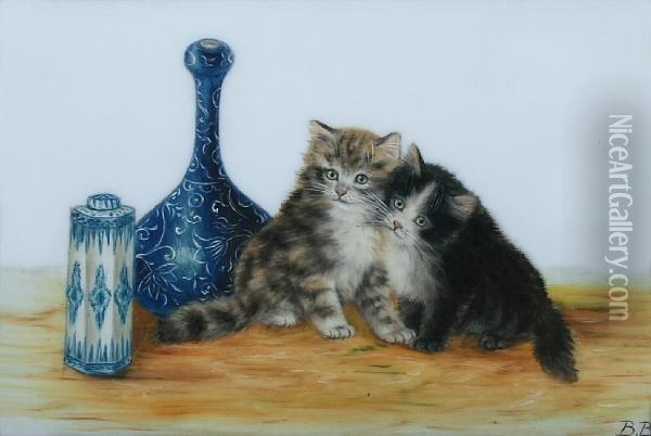 Two Kittens Oil Painting - Bessie, Betsie Bamber