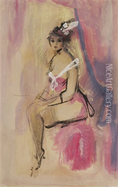 Lady In Pink Oil Painting - Konstantin Ivanovich Rudakov