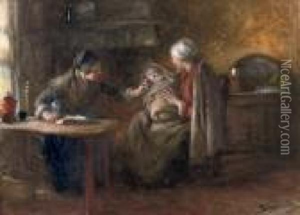 Three Generations Oil Painting - Bernardus Johannes Blommers