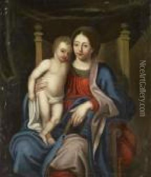 Vierge A L'enfant Oil Painting - Pierre Le Romain I Mignard