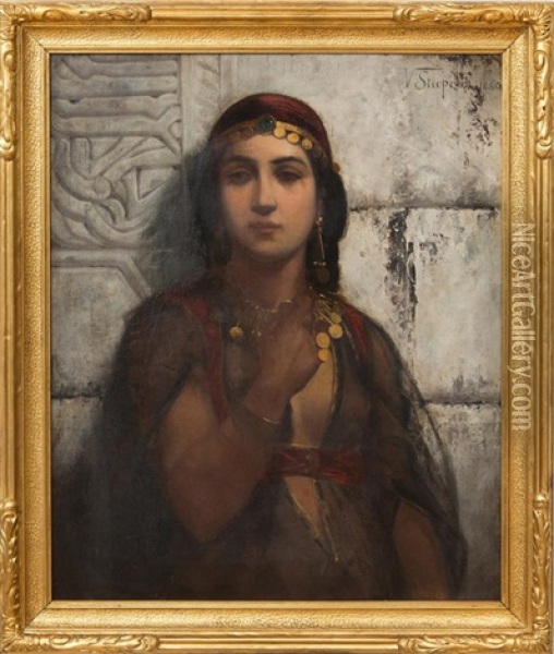 A Gypsy Girl Oil Painting - Vincent G. Stiepevich