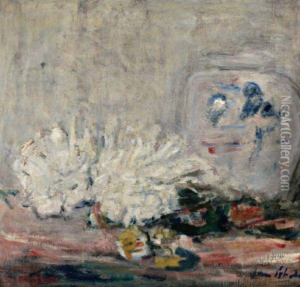Stilleven Met Bloemen En Witte Vaas Oil Painting - Anna Adelaide Abrahams