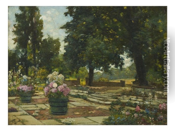 Bellevue Hill Garden Oil Painting - Girolamo Pieri Ballati Nerli