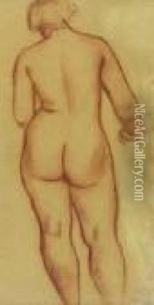 Female Nude From The Back Oil Painting - Bernard Meninsky