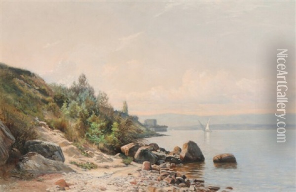 Scenery From Lake Geneva Oil Painting - Nathanael Lemaitre