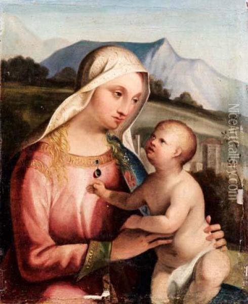 Madonna Col Bimbo In Paesaggio Oil Painting - Boccaccio Boccaccino