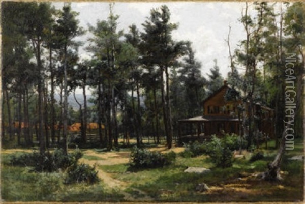Houses, Mt. Mcgregor, Ny Oil Painting - Hugh Bolton Jones