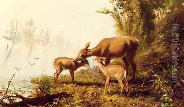 Deer in the Woods Oil Painting - Arthur Fitzwilliam Tait