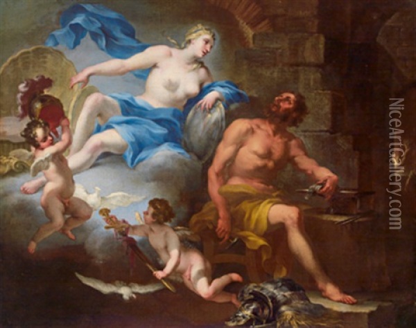 Venus In Der Schmiede Des Vulkan - Venere Nella Fucina Di Vulcano Oil Painting - Jacopo Amigoni