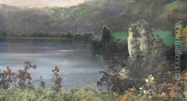 Landschaft Am Seeufer Oil Painting - Enrique Serra y Auque