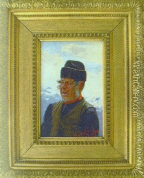 Portratt Av Arnfind Sjottesen Oil Painting - Hans Dahl