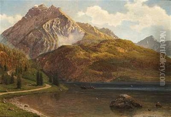 Et Alpelandskab Oil Painting - Georg Emil Libert