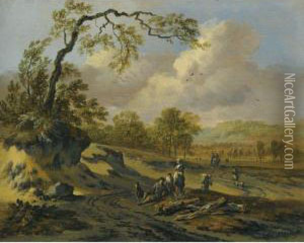 A Dune Landscape With Travellers Oil Painting - Jan Wijnants