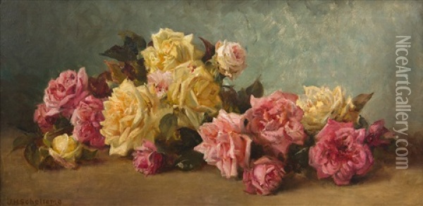 Roses Oil Painting - Jan Hendrik Scheltema