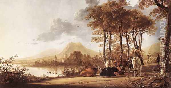 River Landscape 1655-60 Oil Painting - Aelbert Cuyp