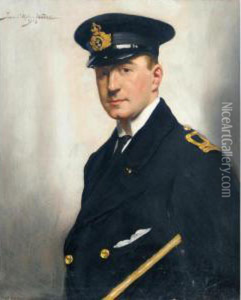 Portrait Of A Naval Officer Oil Painting - John St. Helier Lander