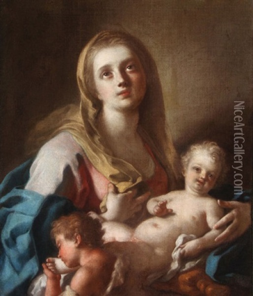 The Madonna And Child With Infant John The Baptist Oil Painting - Francesco de Mura