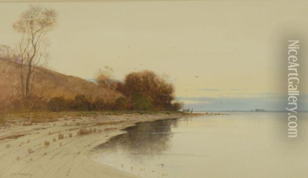 New England Coastal Landscape Oil Painting - Samuel R. Chaffee