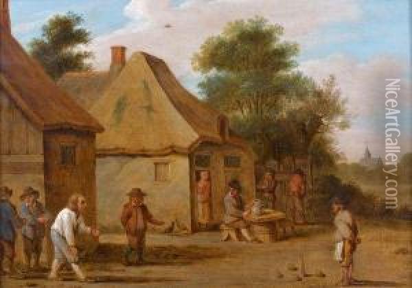 Le Jeu De Quilles Oil Painting - David The Younger Teniers