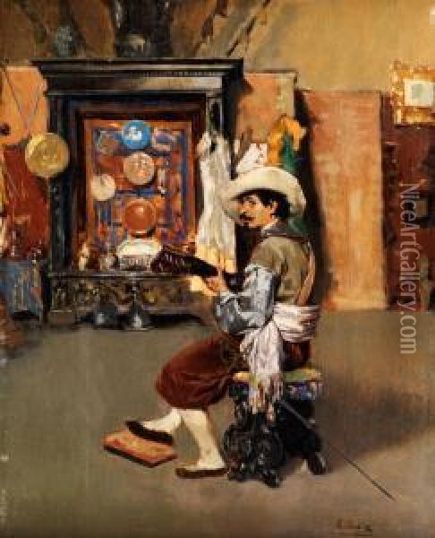 Der Gitarrenspieler Oil Painting - Franz Leo Ruben