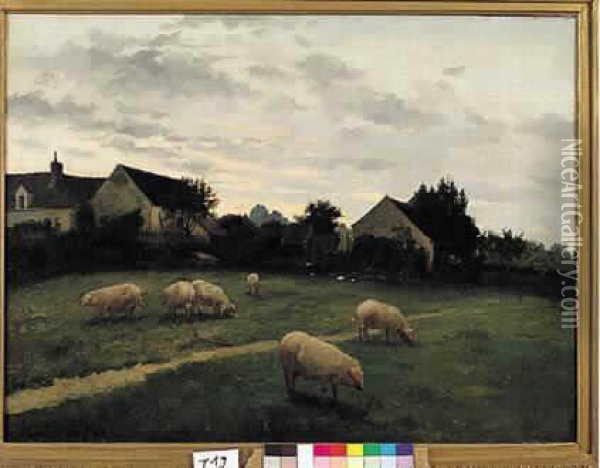 Cochons Dans Un Pre Oil Painting - Edmond Charles Jos. Yon