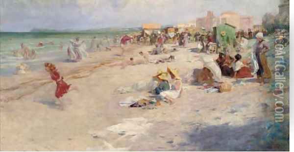 A day at the seaside Oil Painting - Alois Hans Schram
