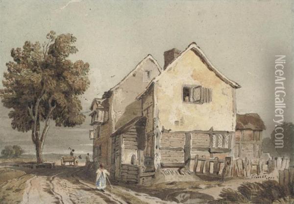 View Of A Cottage, Possibly Chiswick Oil Painting - Edgar John Varley