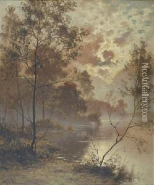 Effet De Lune, Bord De Riviere Oil Painting - Albert Gabriel Rigolot