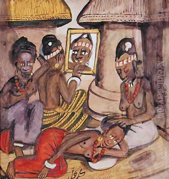 Mali Women, c.1929 Oil Painting - Kalifala Sidibe