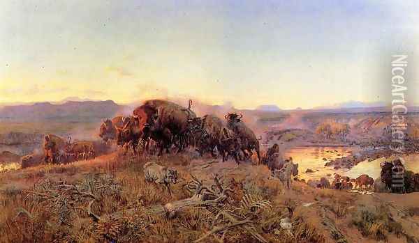 When the Land Belonged to God Oil Painting - Charles Marion Russell