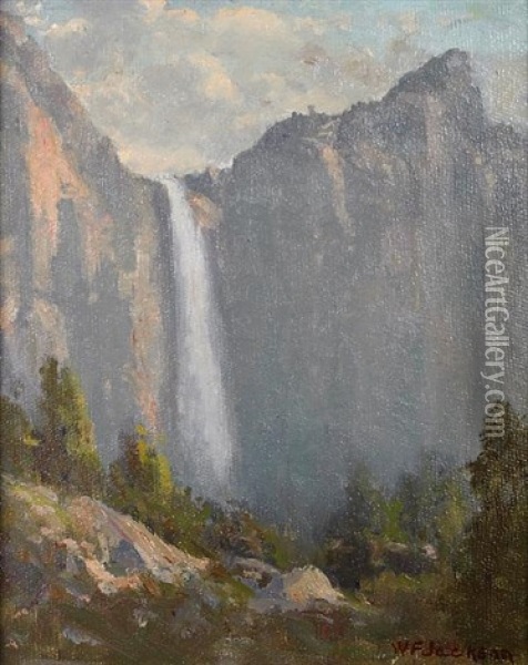 Bridal Veil Falls, Yosemite Oil Painting - William Franklin Jackson