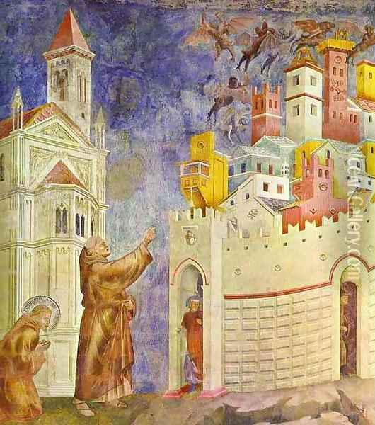 The Expulsion Of The Demons From Arezzo 1295-1300 Oil Painting - Giotto Di Bondone