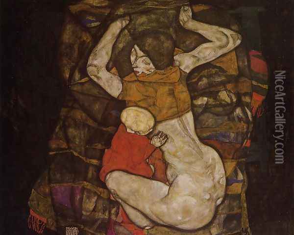 Young Mother Oil Painting - Egon Schiele