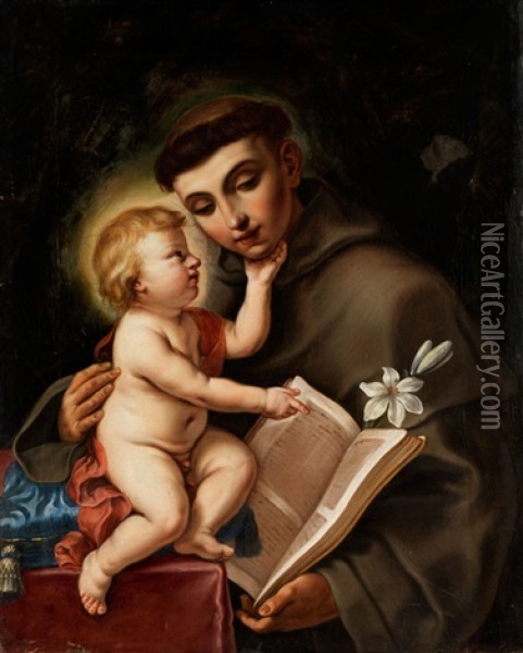 Der Heilige Antonius Mit Dem Jesuskind Oil Painting - Elisabetta Sirani
