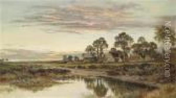 Large Landscape At Dusk Oil Painting - Daniel Sherrin