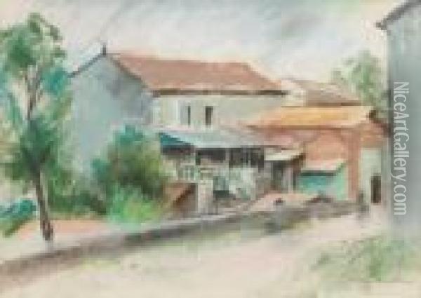 Rue De Village Pastel Oil Painting - Vera Rockline