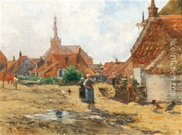 Village Square Oil Painting - Bertha von Tarnoczy