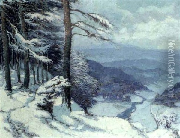Winterlandschaft Oil Painting - Carl Reiser